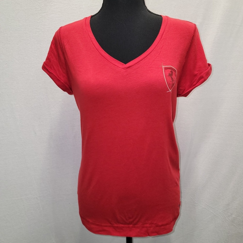 Scuderia Ferrari Shirt Womens Medium Red F1 Racing Shield Tee Car Fan Uk 12